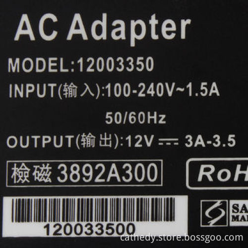 12V/3A-3.5A power adapter for desktop with CE,FC,GS,TUV,CB,SAA,RoHS certification ,fast lead time